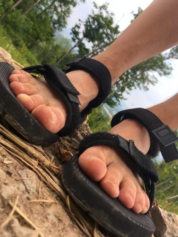 sandalled feet
